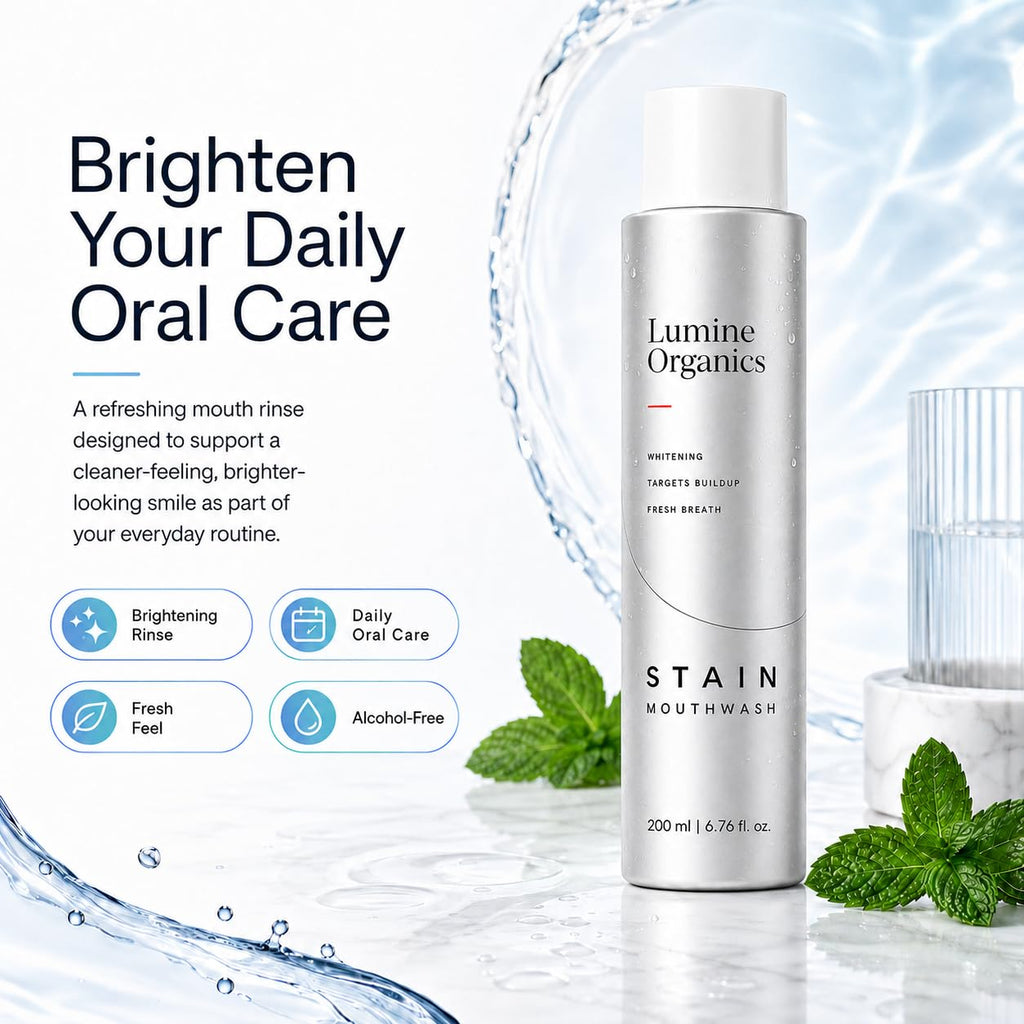 Lumine Organics Mouthwash, Hydrogen Peroxide Mouth Rinse Refreshing Mint Flavor, Helps Rinse Away Everyday Surface Stains 6.76 fl oz