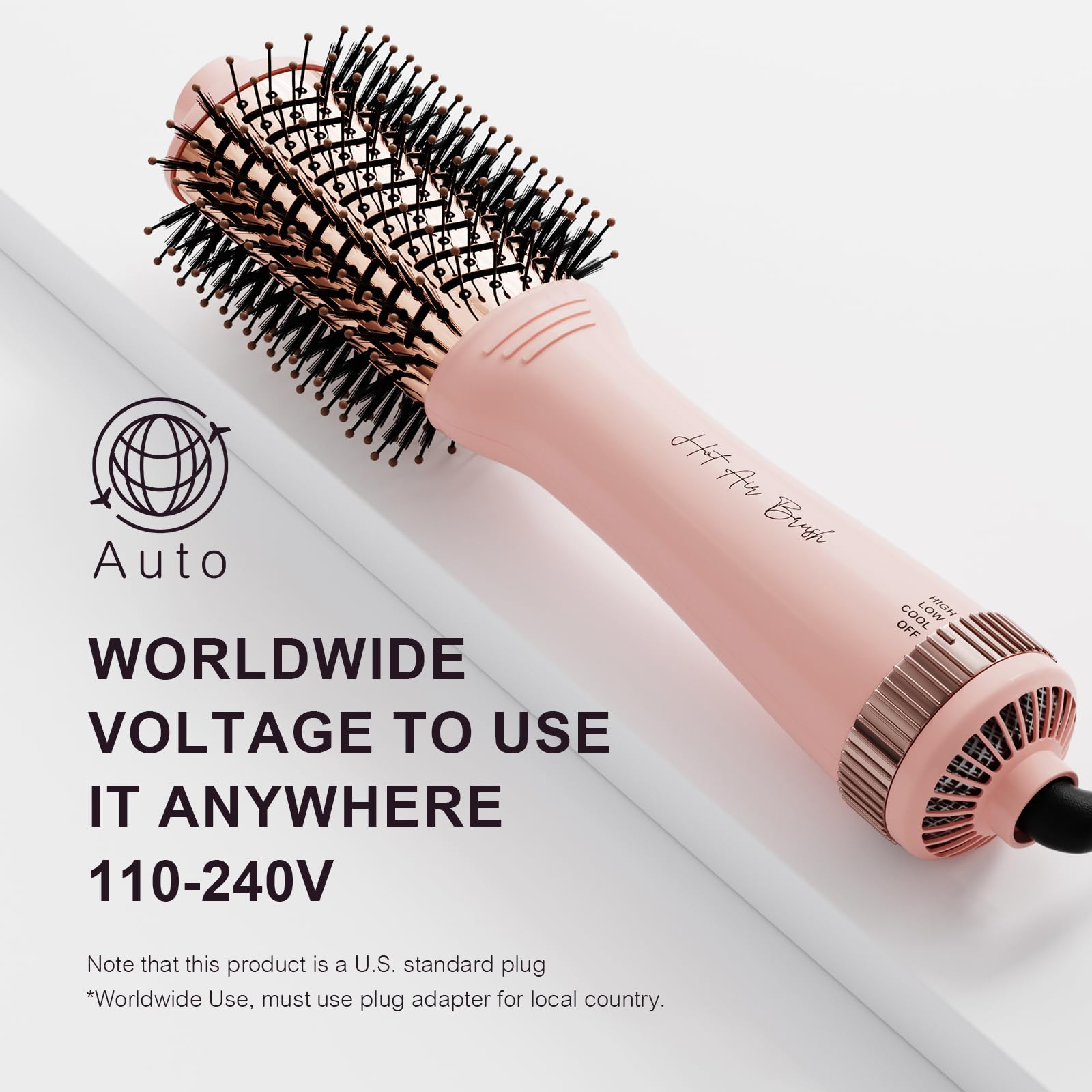 Compact 4-in-1 travel hair dryer with worldwide voltage 110-240V. Order online and use anywhere with appropriate adapter.