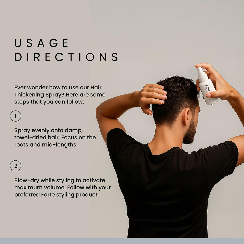 Hair Thickening Spray by Forte Series | Men's Hair Volume Spray | Hair Volumizer with Biotin Peptide Complex | Pre-Styler Hair Thickener, Volumizer, and Spray Texture Pump, (4 oz)