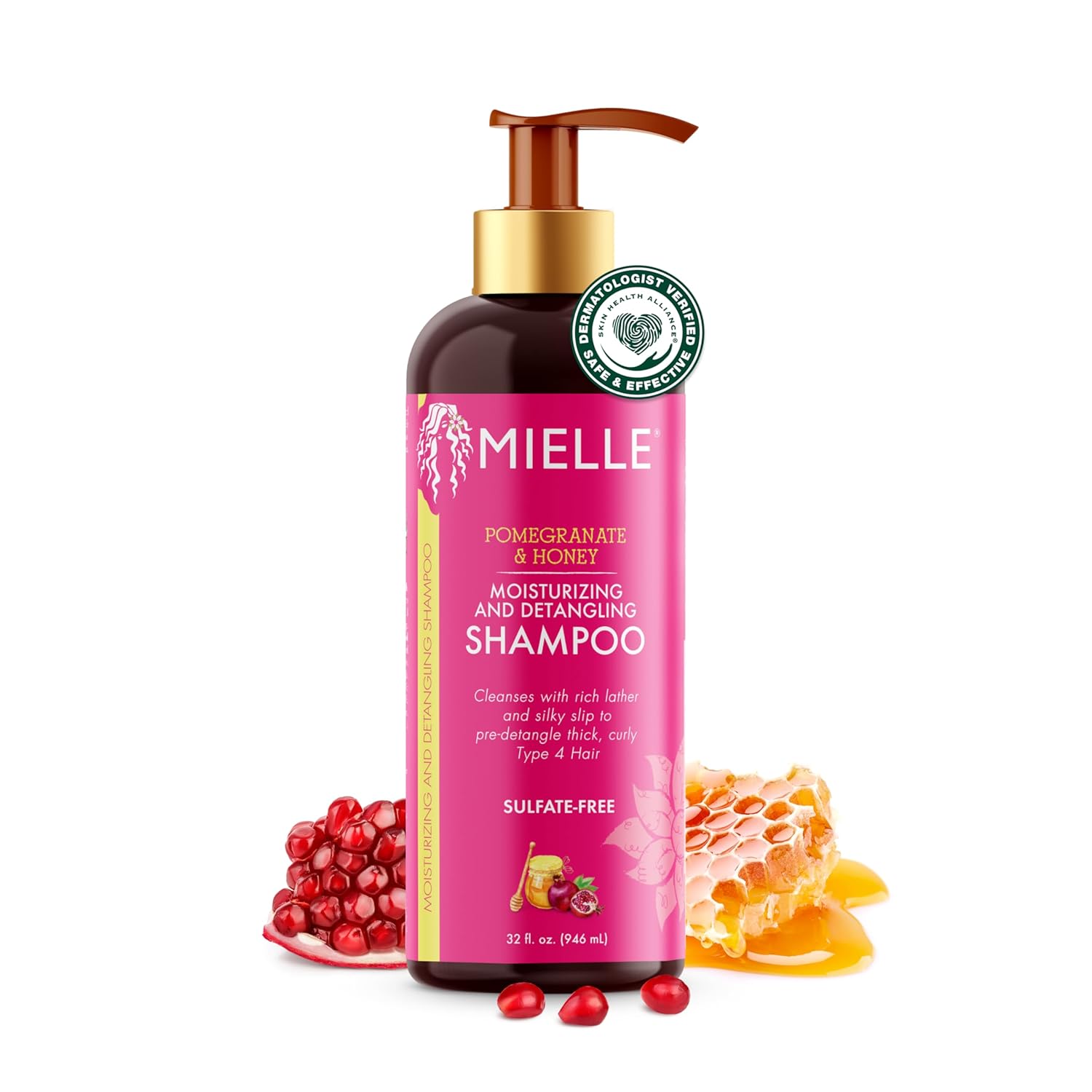 Buy now Mielle Organics Pomegranate & Honey Detangling & Moisturizing Shampoo - Curly Hair Shampoo for Women - Enriched with Honey & Babassu Oil to Lift Dirt, Loosen Tangles & Retain Moisture (12 Fl Oz) 32 Fl Oz (Pack of 1) at indiglob india
