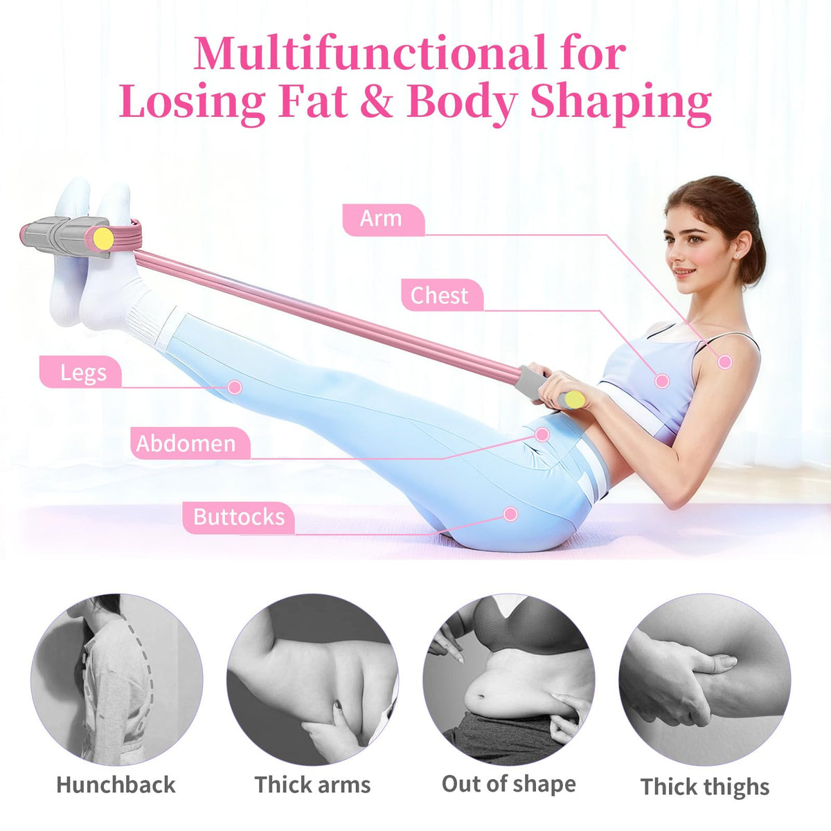 Pedal Resistance Band with Handle, Durable 6-Tube Exercise Bands