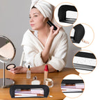 Psyqtsuary clear makeup bag featured on a stylish vanity. Available in India, order online today to keep your essentials organized.