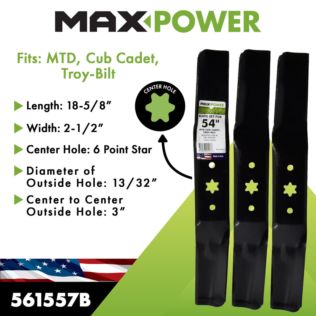 Maxpower 561557B USA MADE 3 Blade Set