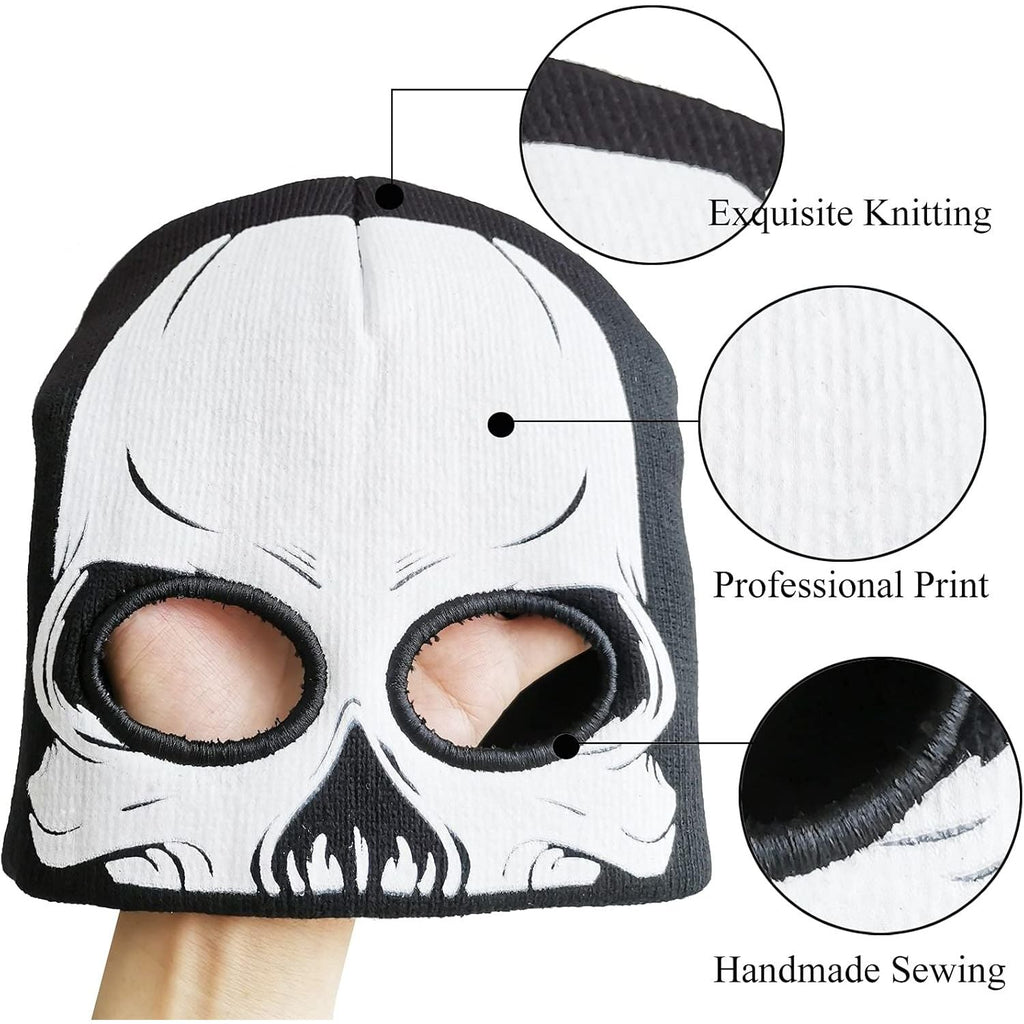 Buy now Skeleton Face Mask Knit Beanie with Eye Holes Halloween Skull Dress Up Headdress Cap Winter Warm Hat at indiglob india