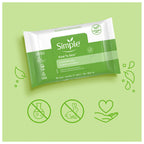 Simple Kind to Skin Facial Wipes Gentle and Effective Makeup Remover Cleansing Free from color and dye, artificial perfume and harsh chemicals 25 Wipes
