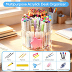 JIKIOU 430pcs Acrylic Pencil Holder Marker Organizer 360-Degree Rotating
