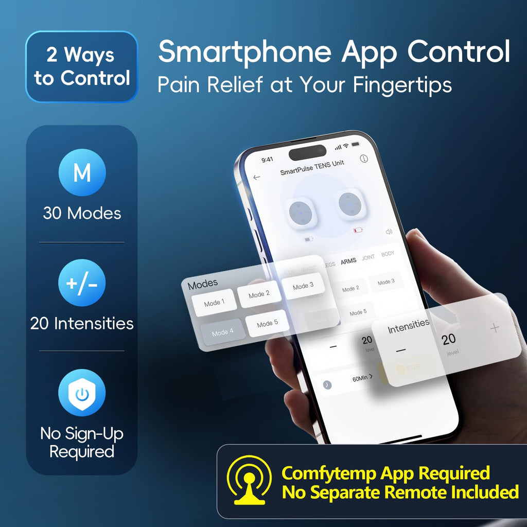 Comfytemp 30 Modes Wireless TENS Unit Muscle Stimulator for Pain Relief