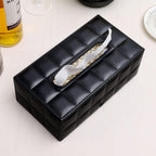 Buy now High-end Fashion PU Leather Tissue Box Holder Business Black, Rectangular Napkin Holder Drawer Paper Dispenser, Home Office Car Tissue Holder with Magnetic Bottom (Black Checkered) at indiglob india