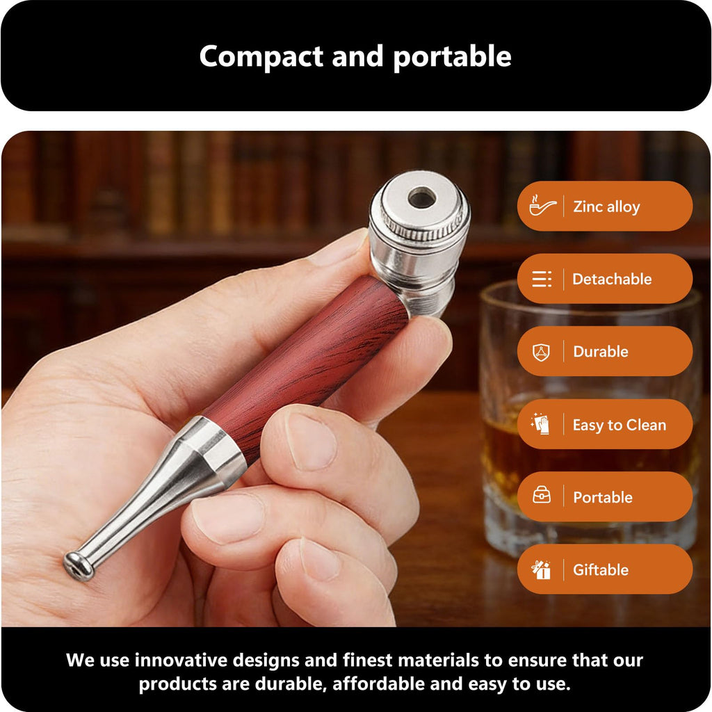 roygra 4PCS Tobacco Pipe Set, Complete Smoking Accessories, Wooden Texture