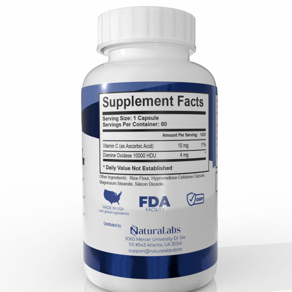 DAO Supplements Histamine Blocker – DAO Enzyme + VIT C, Gut Support 60ct