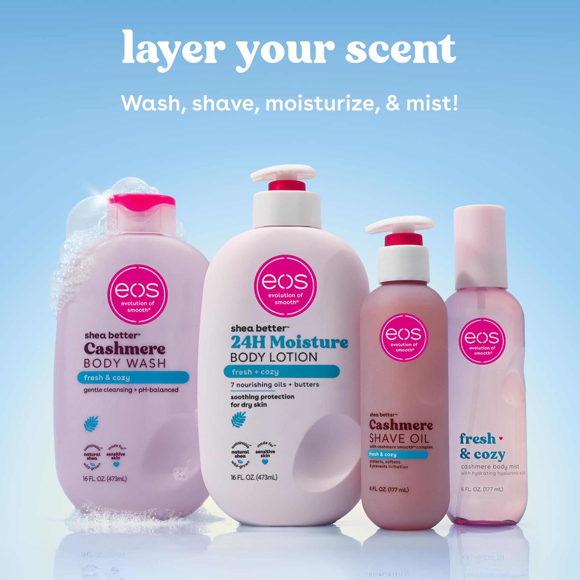 Buy now eos Cashmere Shave Oil â€“ Fresh & Cozy, Moisturizing Shave Oil with Shea Butter & Glycerin, Helps Prevents Irritation & Razor Burn, Vegan, 6 fl oz at indiglob india