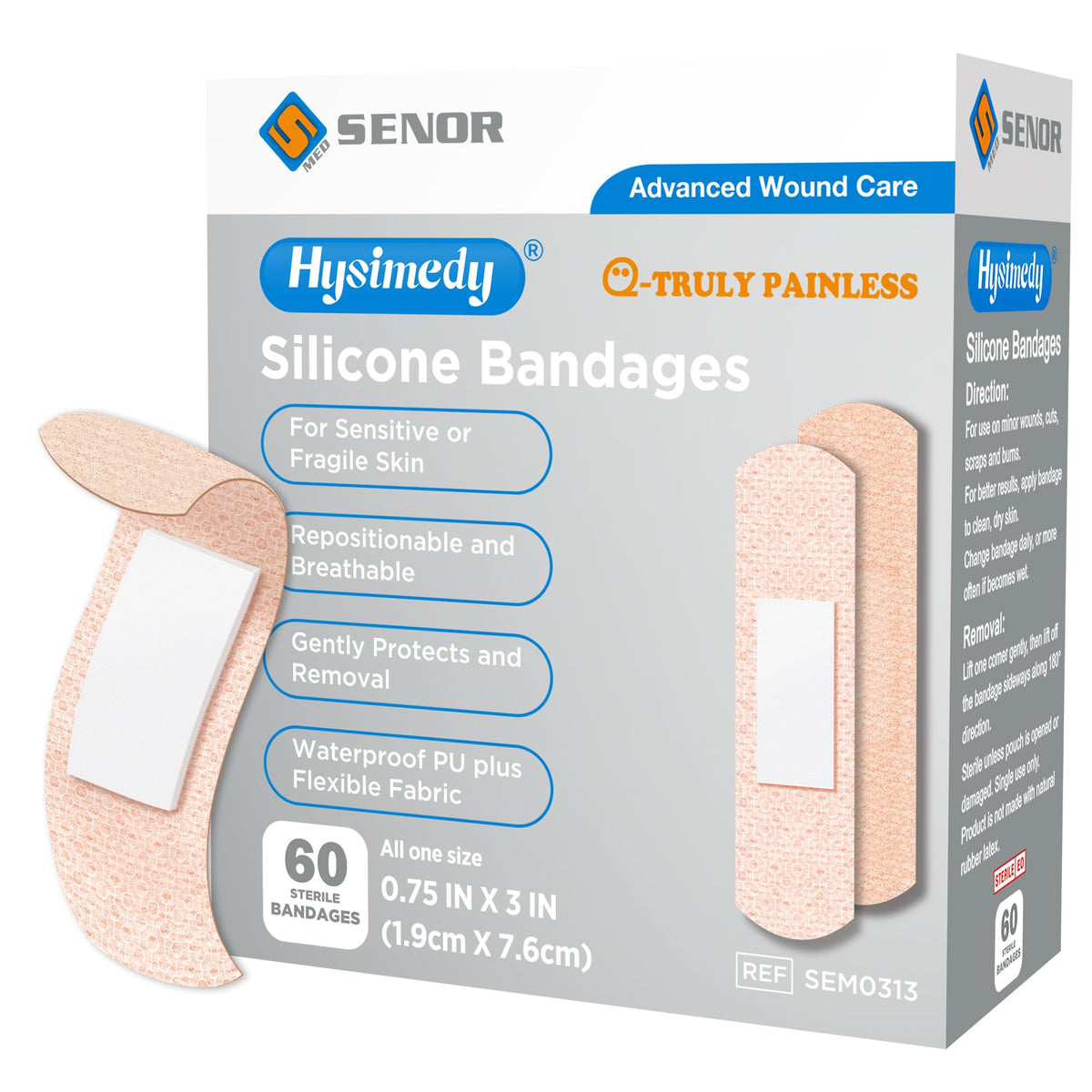 Hysimedy Silicone Bandages for Sensitive Skin 0.75x3 Inch Painless Removal