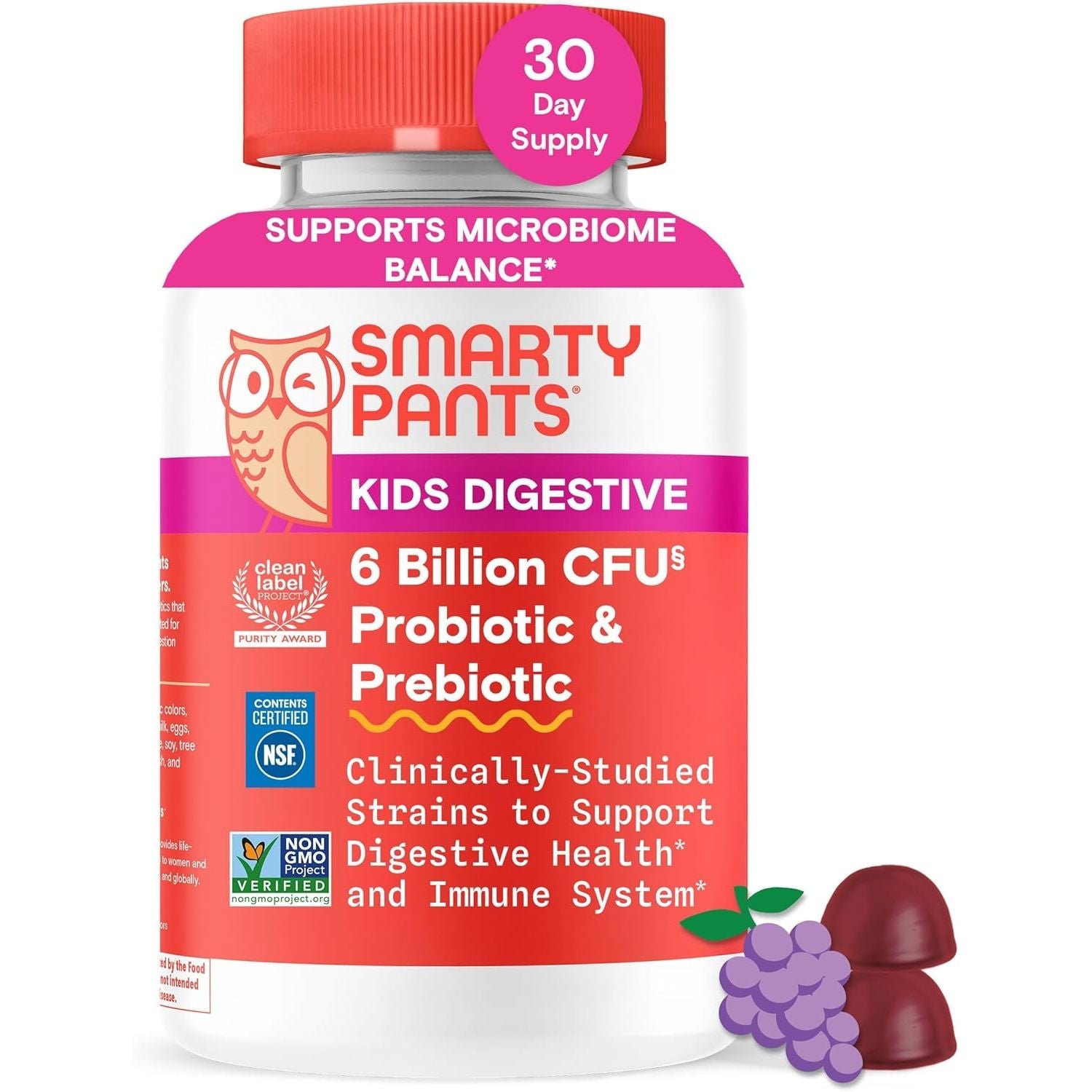 Buy now SmartyPants Kids Probiotic & Prebiotic Gummies for Digestive Health: Gut Health Supplement, Clinically Studied Prebiotic for Immune Support, Strawberry, 60 Count (30 Day Supply) Grape Probiotic + Prebiotic at indiglob india