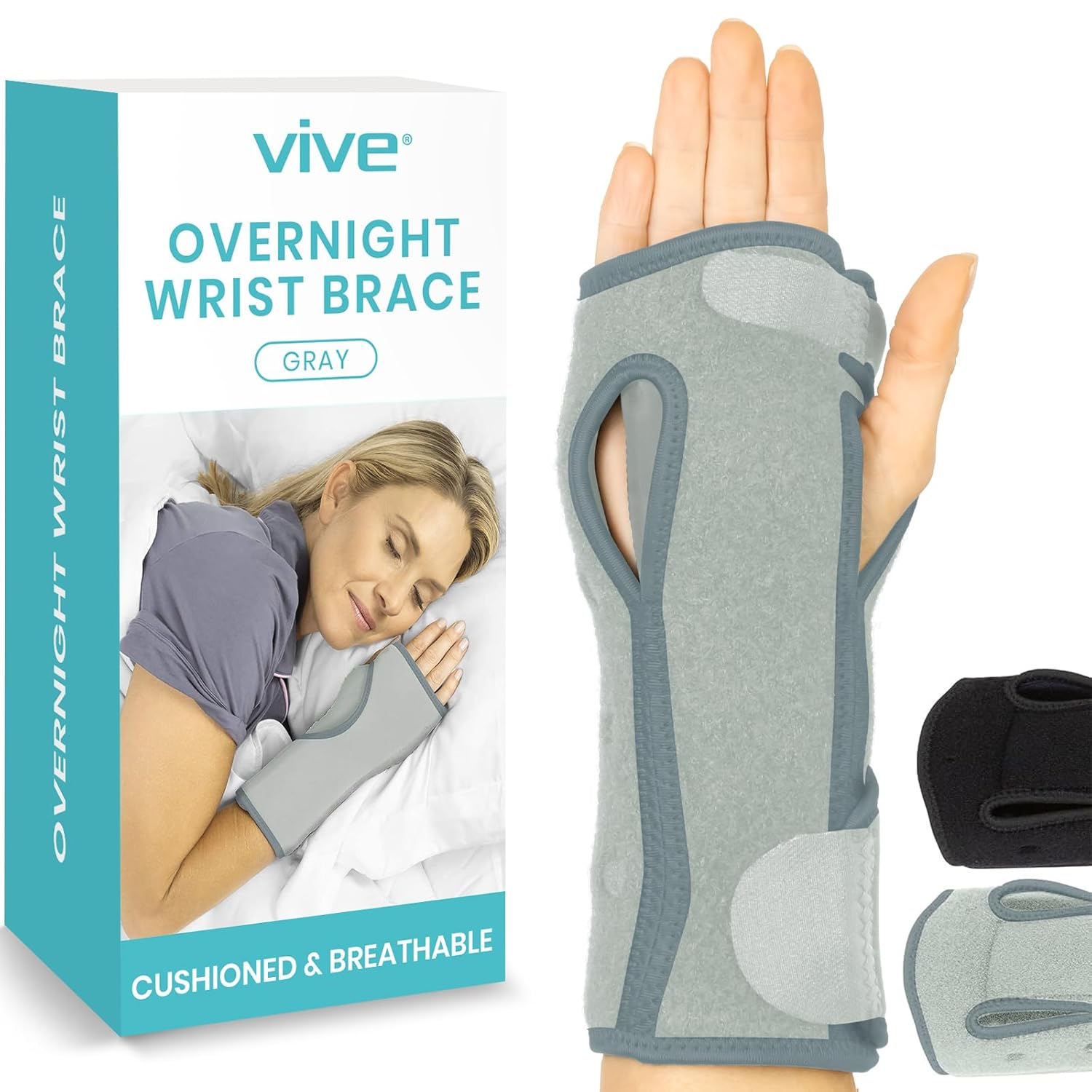 Buy now Vive Night Wrist Splint Brace - Left, Right Hand Sleep Support Wrap - Breathable & Lightweight Cushion Compression Arm Stabilizer for Carpal Tunnel, Men, Women, Kids, Tendonitis, Sports Pain at indiglob india