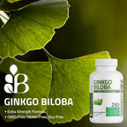 Bronson Ginkgo Biloba Extra Strength Brain & Memory Support 120 Capsules | Vegetarian, Non-GMO, Gluten Free, Soy Free, Memory, Cognitive & Brain Health Support
