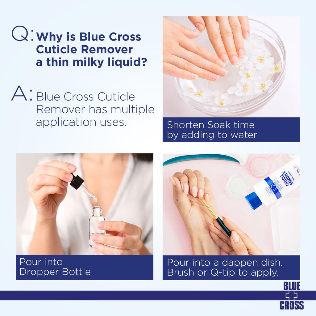 Blue Cross Cuticle Remover & Softener with Lanolin for Nails, 6 oz | Hydrating Treatment for Dry Cuticles & Hangnails, Milk Beauty, 100 Acetone Manicurist Nail Acetone, Soaking Nail Protein Bond
