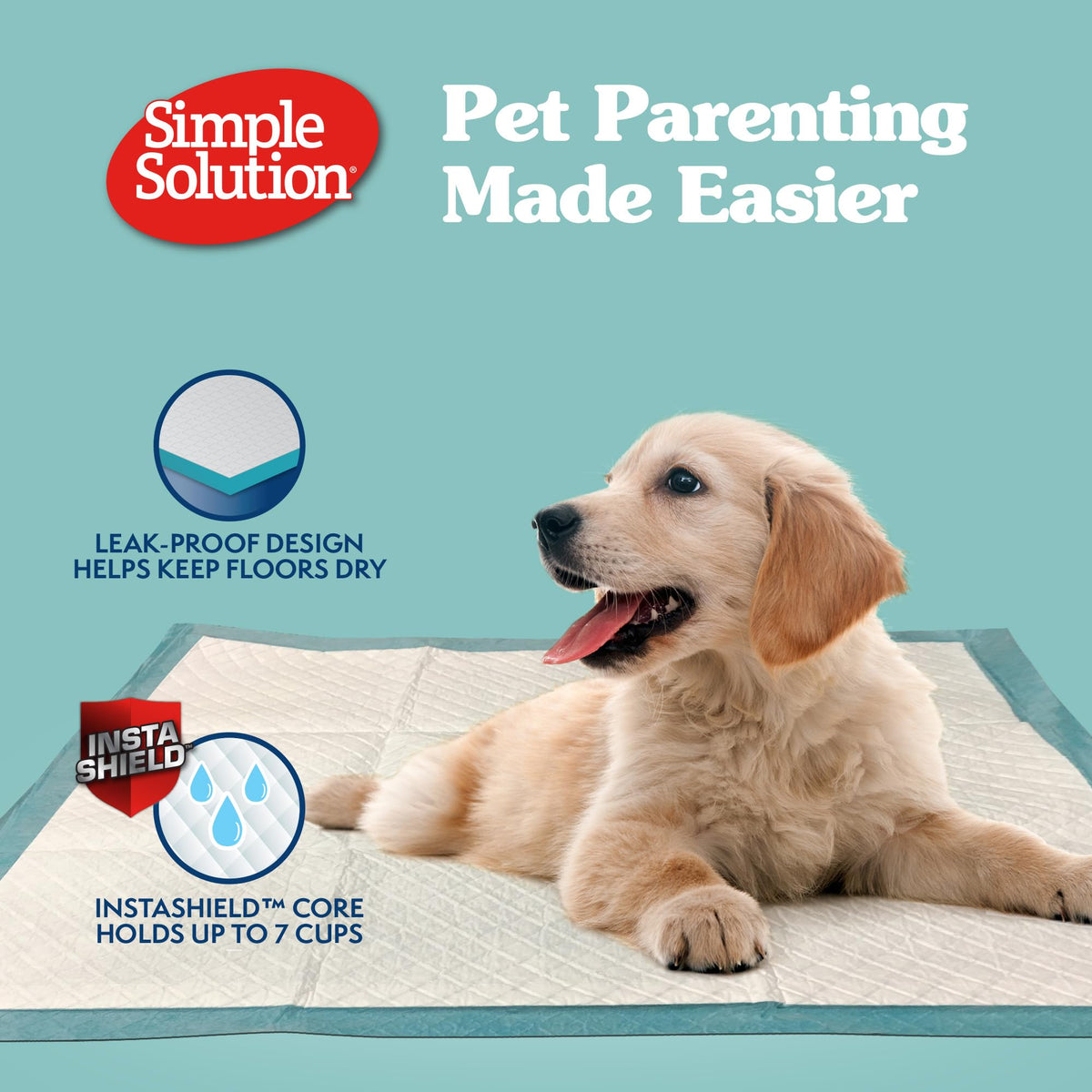 Simple Solution Large Puppy Training Pads, Leak Proof, 23"x24" 100 Count
