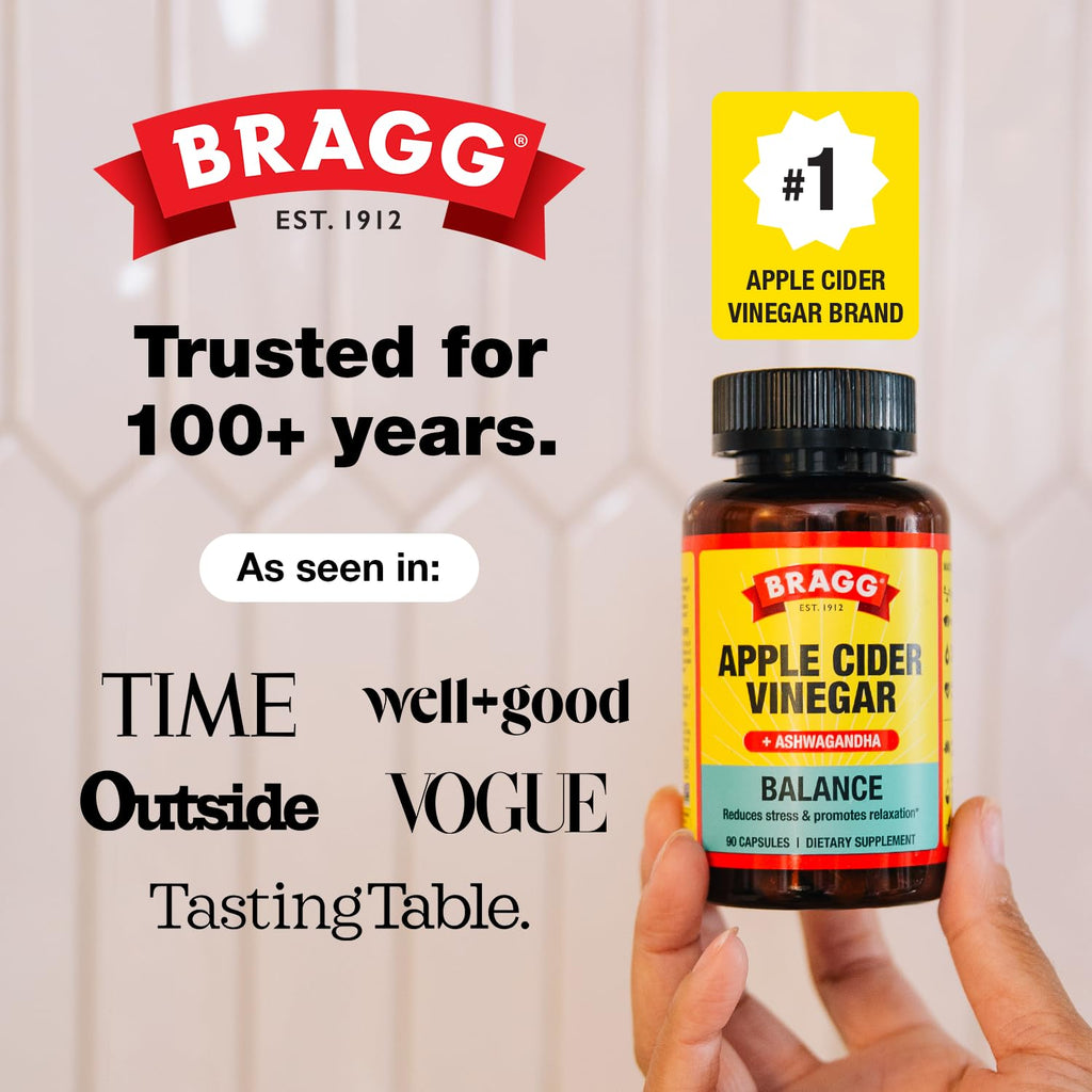 Bragg Balance Apple Cider Vinegar Capsules with Ashwagandha - 90 Capsules
