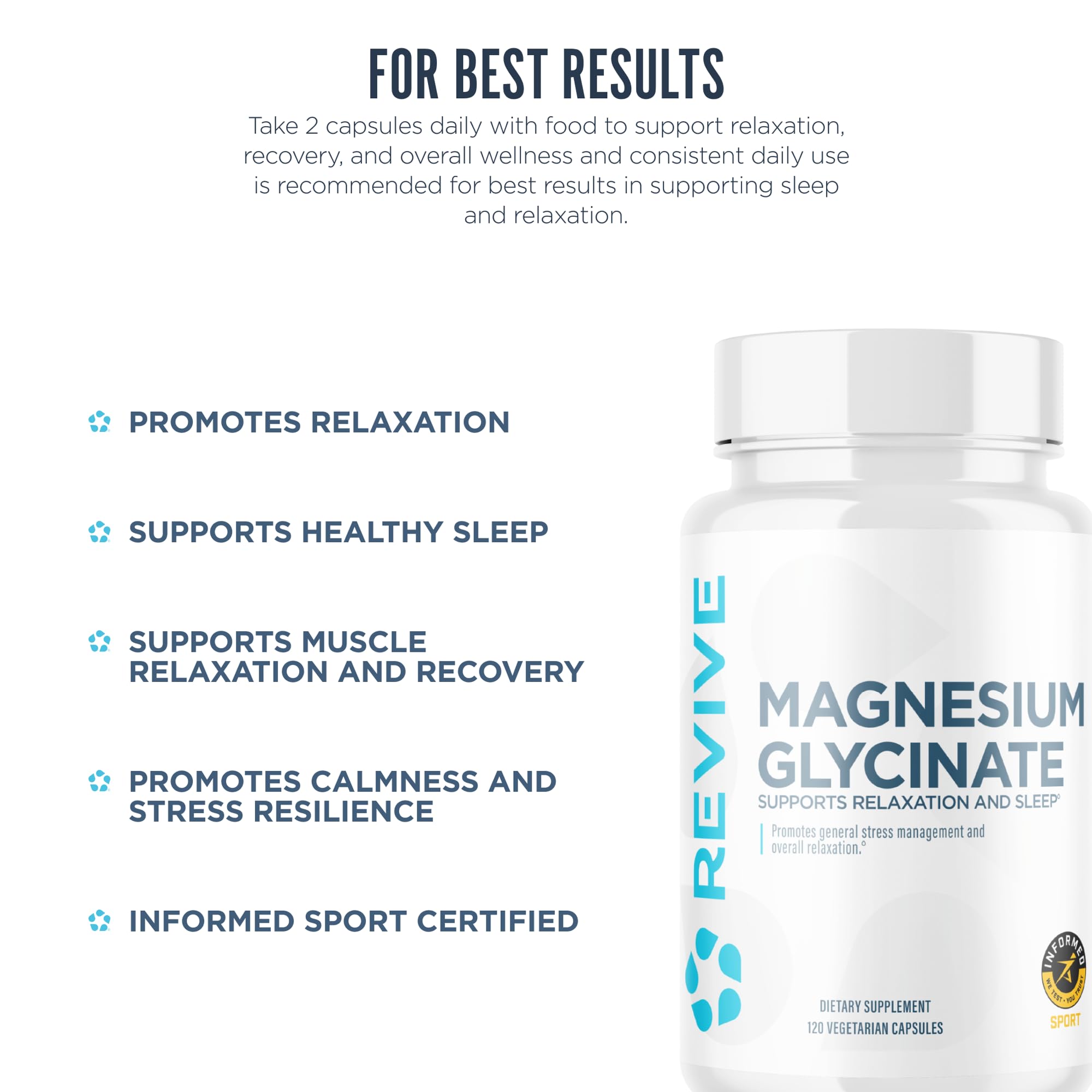 Revive MD Pure Magnesium Glycinate 200mg – High Absorption Supplement for Relaxation, Stress Relief, Sleep & Memory Support – Promotes Strong Bones, Healthy Nerve & Muscle Function (180 Servings)