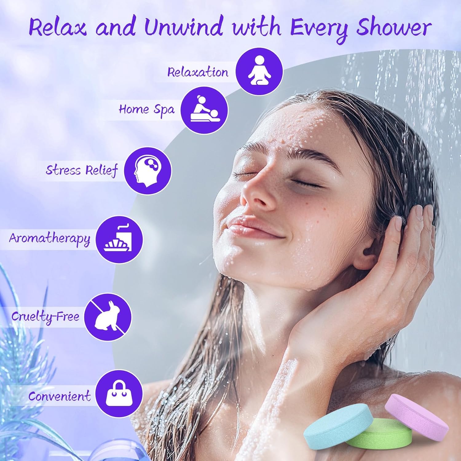 HFHO Shower Steamers Aromatherapy 8 Pack Natural Essential Oils Home Spa | Perfect For Stress Relief, Relaxation And Home Spa Self Care, Birthday Gifts For Women And Men