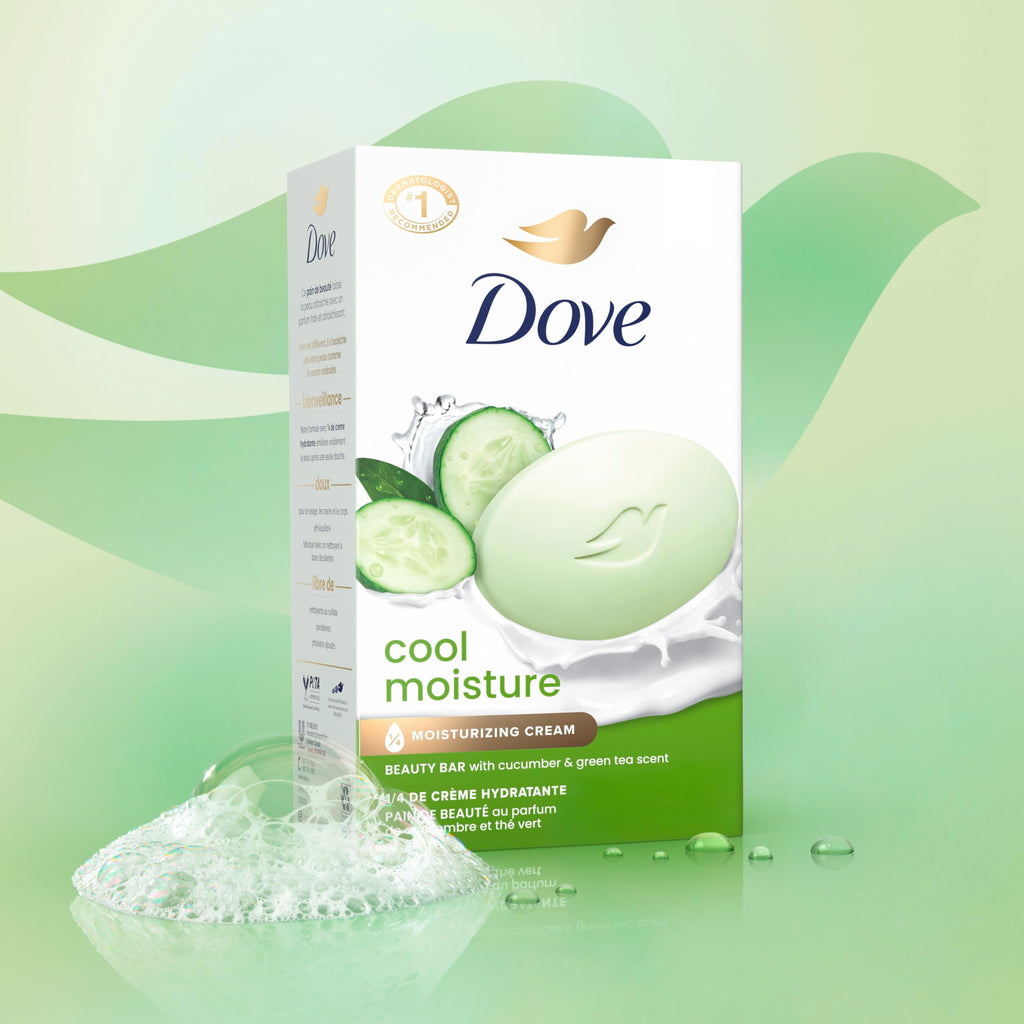 Buy now Dove Beauty Bar Soap Cool Moisture Cucumber & Green Tea Scent, 6 Bars for Refreshed Skin, Leaves Skin Refreshed 3.75 oz at indiglob india