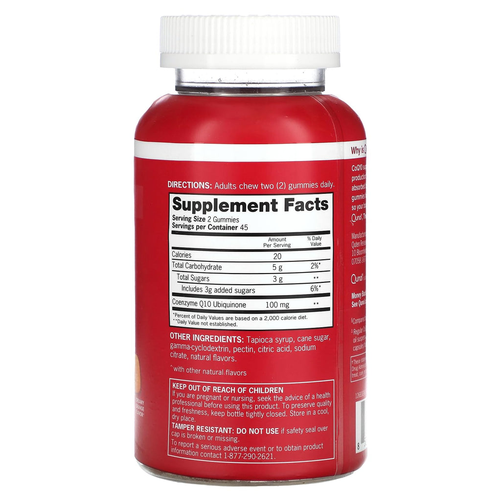 Qunol CoQ10 Gummies, CoQ10 100mg, Delicious Gummy Supplements, Coenzyme Q10 Helps Support Heart Health, Vegan, Gluten Free, Ultra High Absorption - 90 Count