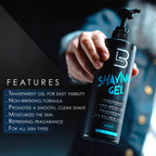 L3 Level 3 Clear Shaving Gel for Men, Non-Foaming, Aqua, 16.9 fl oz | Shave gel for straight razors, moisturizing formula, refreshing scent, no hot towel required, barber or home use