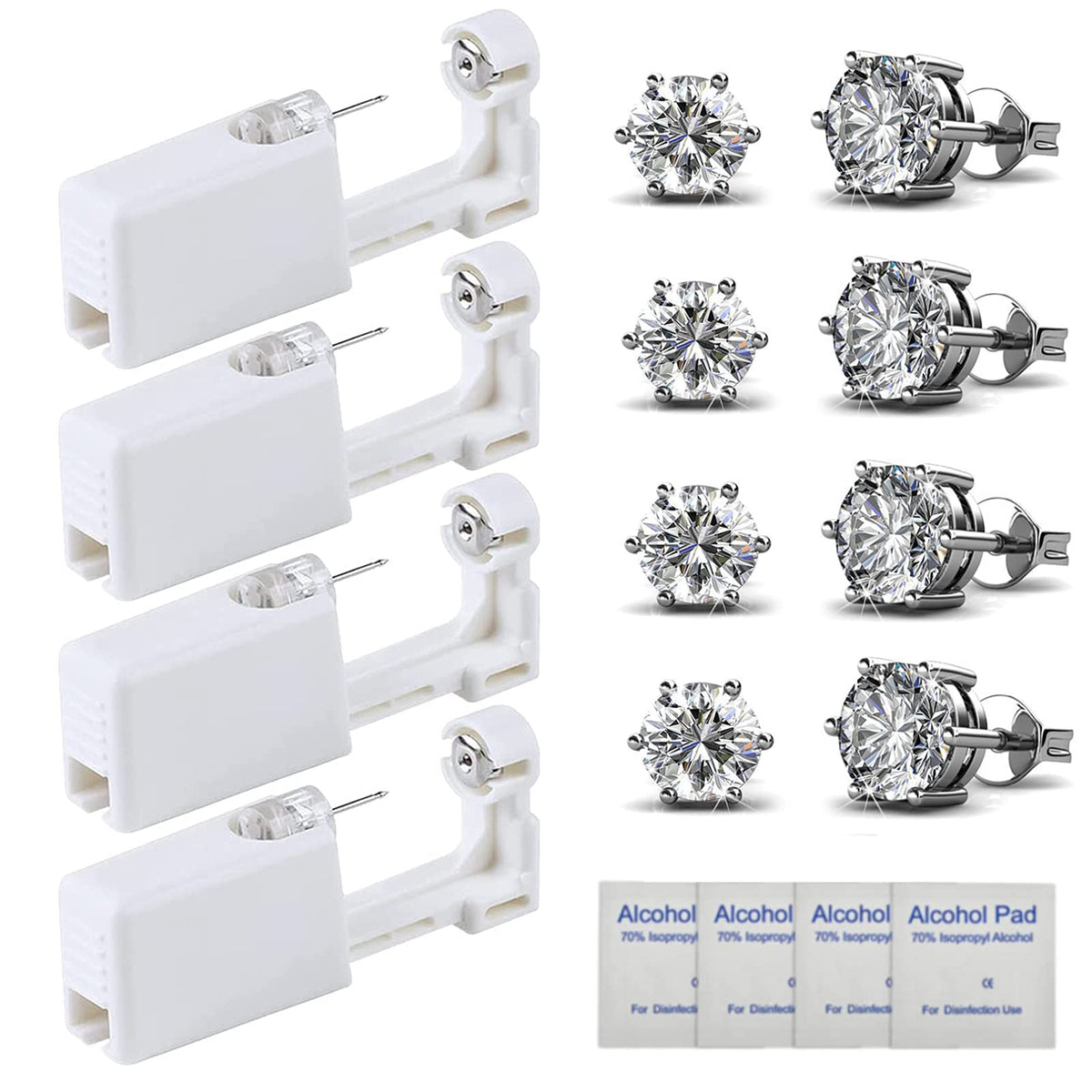 HYJLPAF Ear Piercing Kit, 4 Pack Self Piercing Gun with 5mm Earring Studs