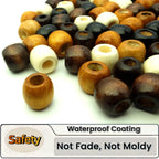 95 Pcs Wood Hair Beads for Braids & Dreadlocks, 12X11mm Natural Wooden Beads Hair Accessories for Braiding & DIY Crafts