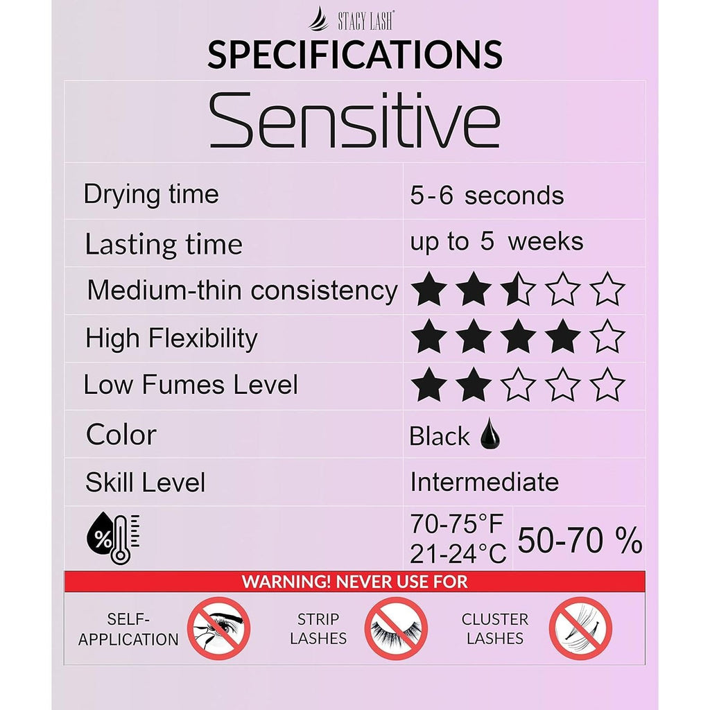 Buy now Sensitive Eyelash Extension Glue Stacy Lash 0.17fl.oz/5ml / 5-6 Sec Drying time/Retention â€“ 4-5 Weeks/Black Adhesive/Professional Supplies at indiglob india