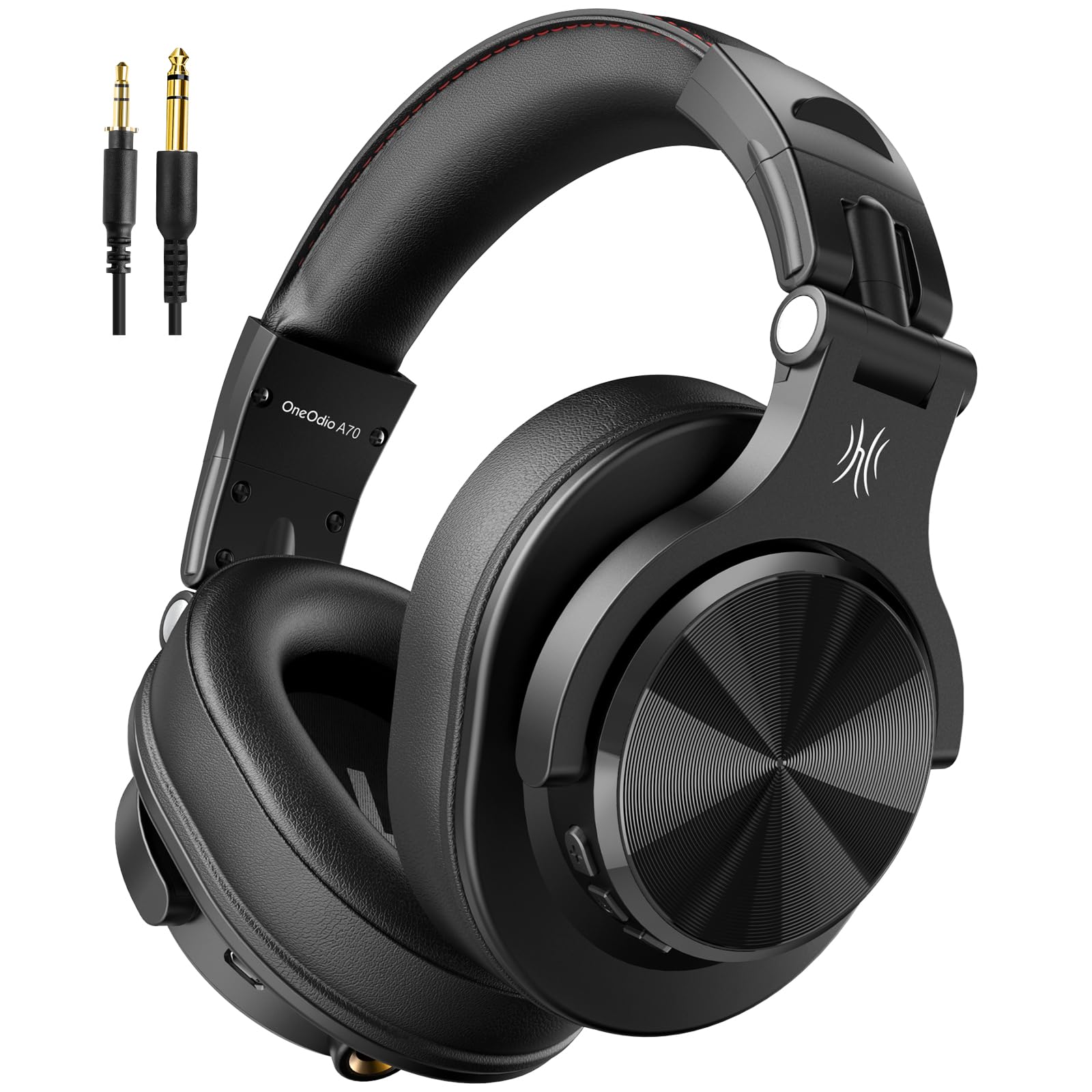 Buy now OneOdio A70 Bluetooth Over Ear Headphones, Wireless Headphones with 72H Playtime, Hi-Res, Built-in Mic, 3.5mm/6.35mm Wired Audio Jack for Studio Monitor & Mixing DJ Guitar AMP, Computer PC Gaming Black at indiglob india