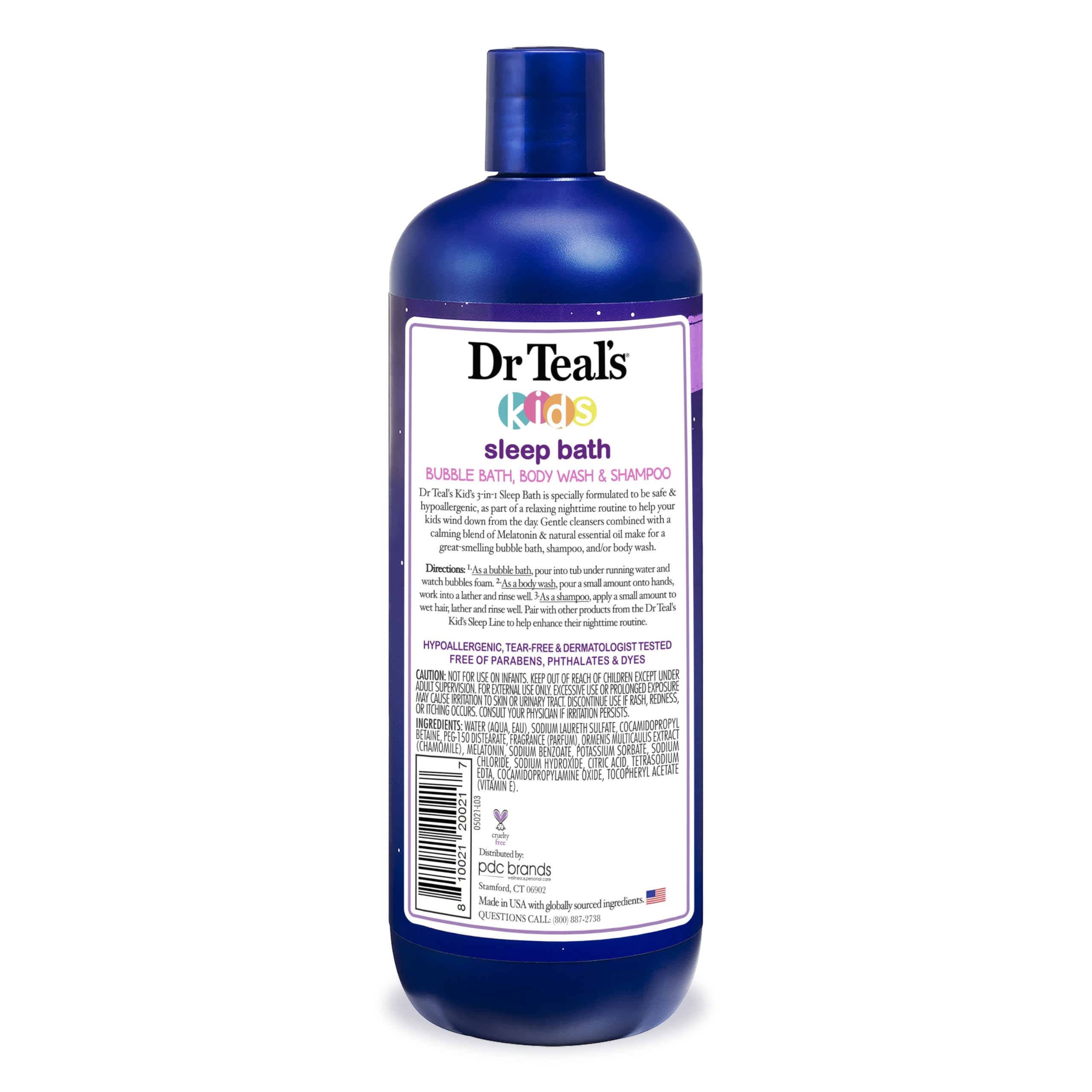 Dr Teal's Kids 3-in-1 Sleep Bubble Bath, Body Wash & Shampoo with Melatonin & Essential Oil, Lavender Scent, 20 fl oz (Pack of 3)