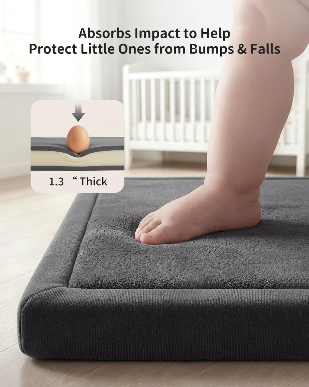 Goyuu Baby Play Mat for Floor, 50x50 Inch Thick Foam Playpen Mat, Ultra Soft Velvet Crawling & Tummy Time Mat, Non-Slip Baby Floor Mat, Easy to Clean, for Infants & Toddlers