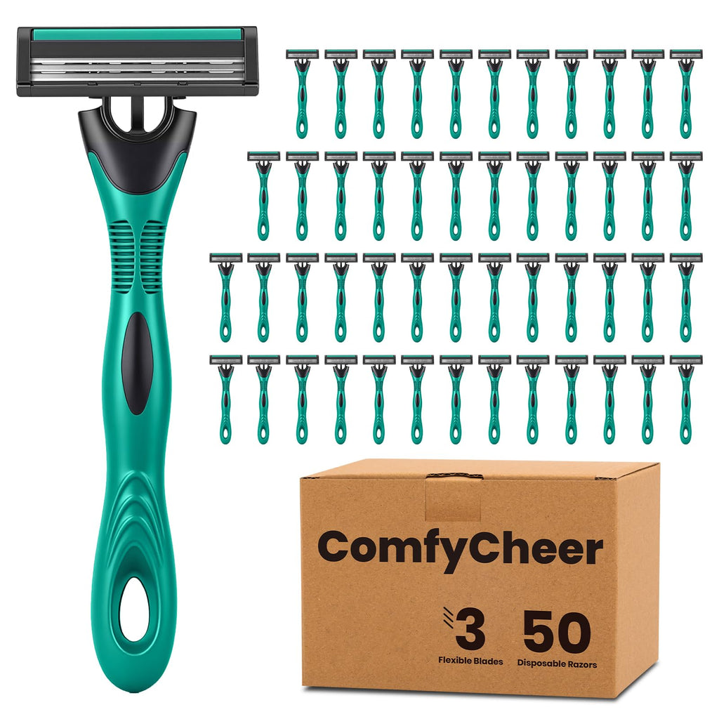 20 count Disposable Razors Blades for Men，3-Blade Razors，Bulk Stainless Steel Shavers with Lubricating Strip for Shaving Sensitive Skin