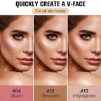 16 Color Contour Palette Makeup with 2 Brushes - Blush Highlighter Bronzer All-in-One Makeup Palette Contour Set - Face Cosmetics Gift, Holiday Beauty for Women (SET2)
