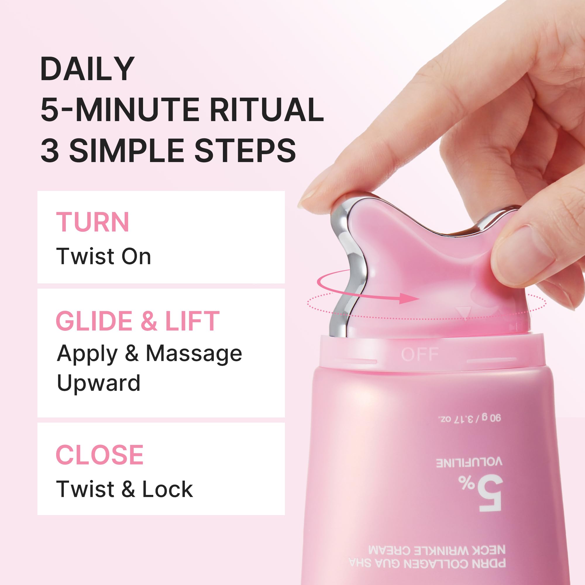 medicube PDRN Collagen Gua Sha Neck Wrinkle Cream - Firming, Contour Care | Built-In Gua Sha Massager with Volufiline 5% - For the Look of Fine Lines, Jawline, Neck, Décolleté, Korean Skincare, 3.17 oz