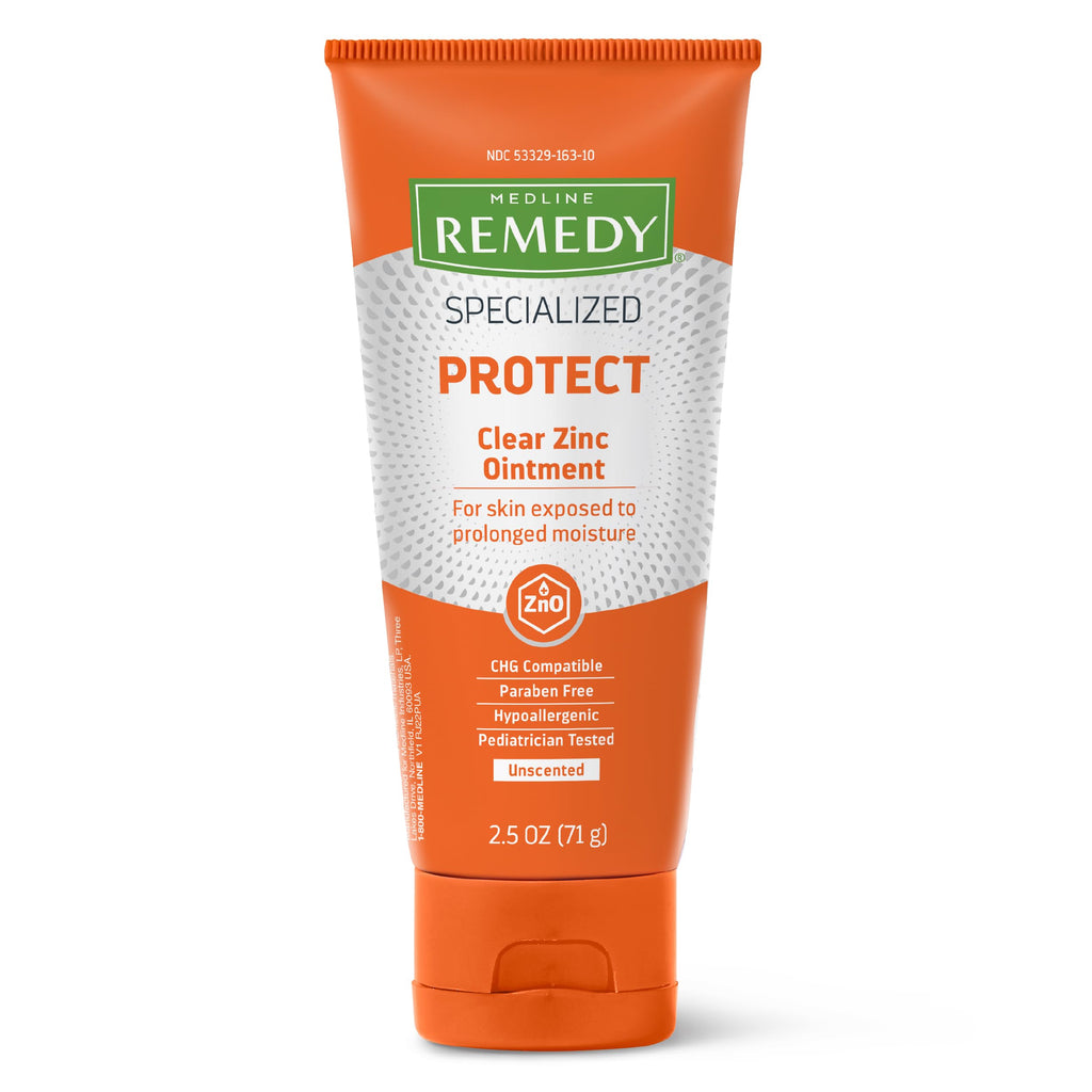 Medline Remedy Specialized Clear Zinc Oxide Ointment (2.5 oz Tube), Unscented, Transparent Protectant, Incontinence Care, Diaper Rash, Wetness Protection, Soothing, Hypoallergenic, Adults, Children
