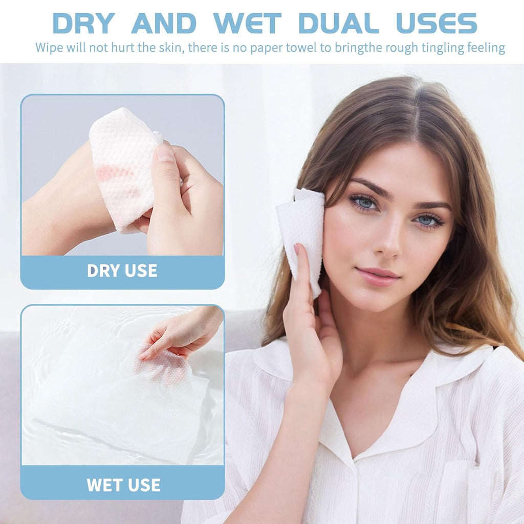 Buy now Cotton Facial Dry Wipes, 100 Count, Deeply Cleansing Disposable Face Towel Wash Cloth, Multi-Purpose for Skin Care, Make-up and Face Wipes, Facial Cleansing at indiglob india