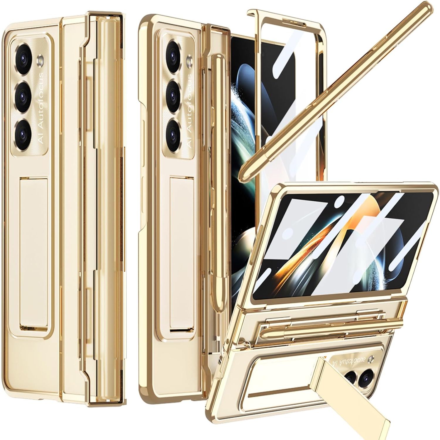 Buy now NINKI Compatible Samsung Galaxy Z Fold 5 Case with S Pen Holder & S Pen,Screen Protector Hinge Case for Samsung Z Fold 5 Case with Kickstand,Samsung Z Fold 5 5g Case Galaxy Fold 5 5g Phone Case Blue z fold 5 Champagne Gold at indiglob india