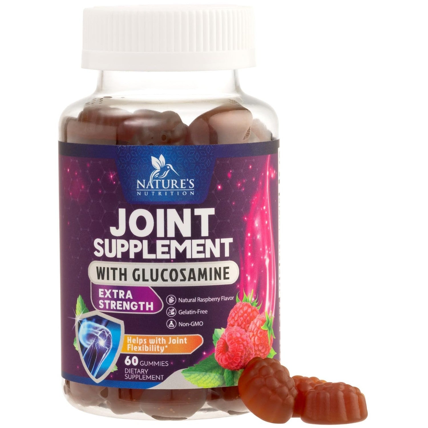 Joint Support Gummies - Glucosamine Plus Vitamin E Nature's Joint Support Supplement for Occasional Discomfort for Back, Knees & Hands - Cartilage & Joint Health & Flexibility Support - 120 Gummies