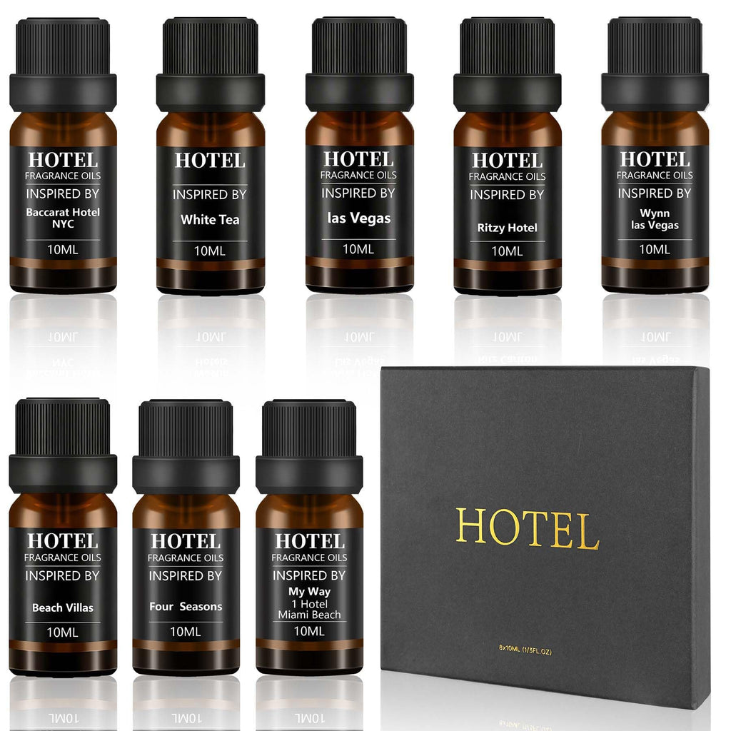 Hotel Collection Diffuser Essential Oil Gift Set,Hotel Scents for Home,Stress Relief Air Freshening,My Way,The Beach Villas and Other Luxury Hotel Scents Waterless Essential Oil Diffuser