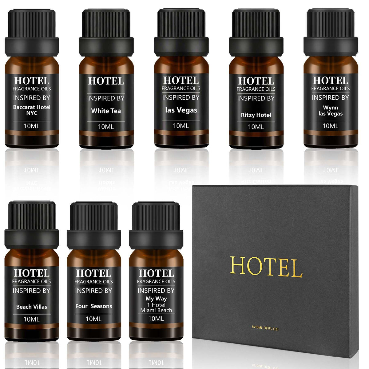 Hotel Collection Diffuser Essential Oil Gift Set,Hotel Scents for Home,Stress Relief Air Freshening,My Way,The Beach Villas and Other Luxury Hotel Scents Waterless Essential Oil Diffuser