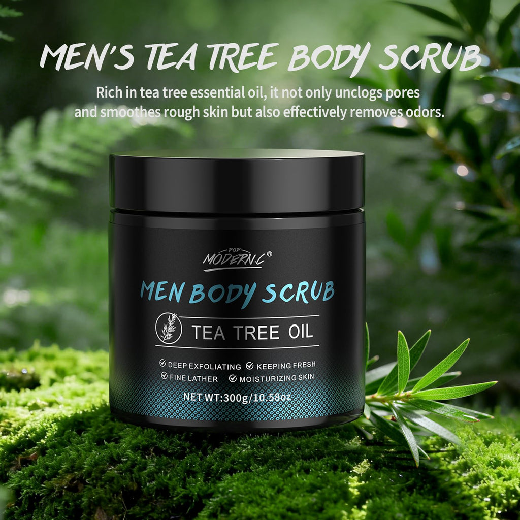 Men's Body Scrub Tea Tree Oil Mens Exfoliating Body Wash Body Scrub for Men