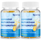 Liposomal Nattokinase 12,000 FU Serrapeptase 360,000 SPU Enzyme Supplement | Enriched with Synergistic Enzymes and Nutrient Blend & Inulin for Circulatory, Gut, Digestion 60 Capsules (2 Bottle)