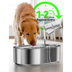 3.4Gal Dog Water Fountain for Large Dogs, 13L Stainless Steel Large Pet Fountain with Deeper & Wider Drinking Area, Automatic Dog Water Bowl Dispenser with Water Window (7 Filters)