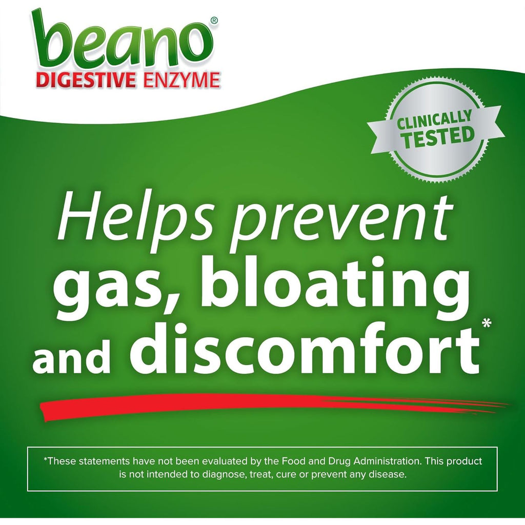 Buy now Beano Digestive Enzyme, Preventive Gas Relief for Adults, Helps Prevent Gas & Bloating, 100 Tablets at indiglob india