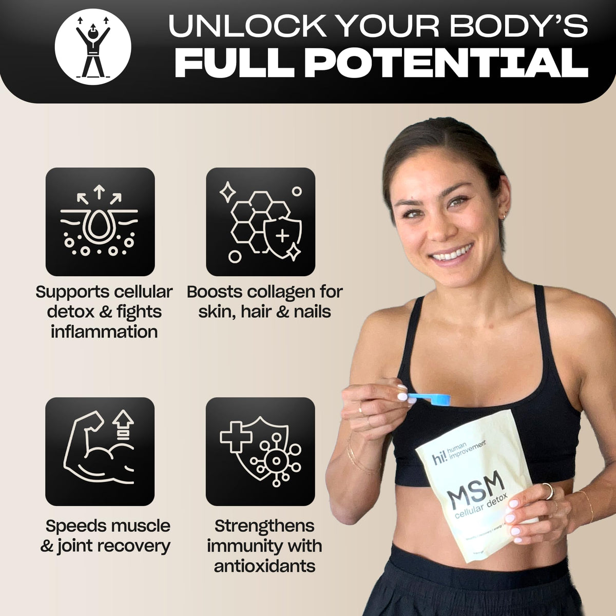 Pure MSM Powder | Organic Sulfur Powder for Skin, Hair, and Nails | Cellular Detox, Joint Health, Immune Boost, & Increased Energy | 99.9% Pure MSM Supplement | Made in the USA, 0g Sugar (64 Servings)