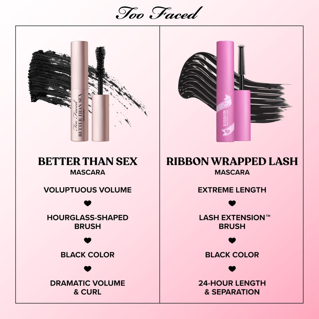 Buy now Too Faced Storybook Lashes Travel Size Mascara Set | Better Than Sex + Ribbon Wrapped Lash Tubing Mini Mascara Gift Set at indiglob india