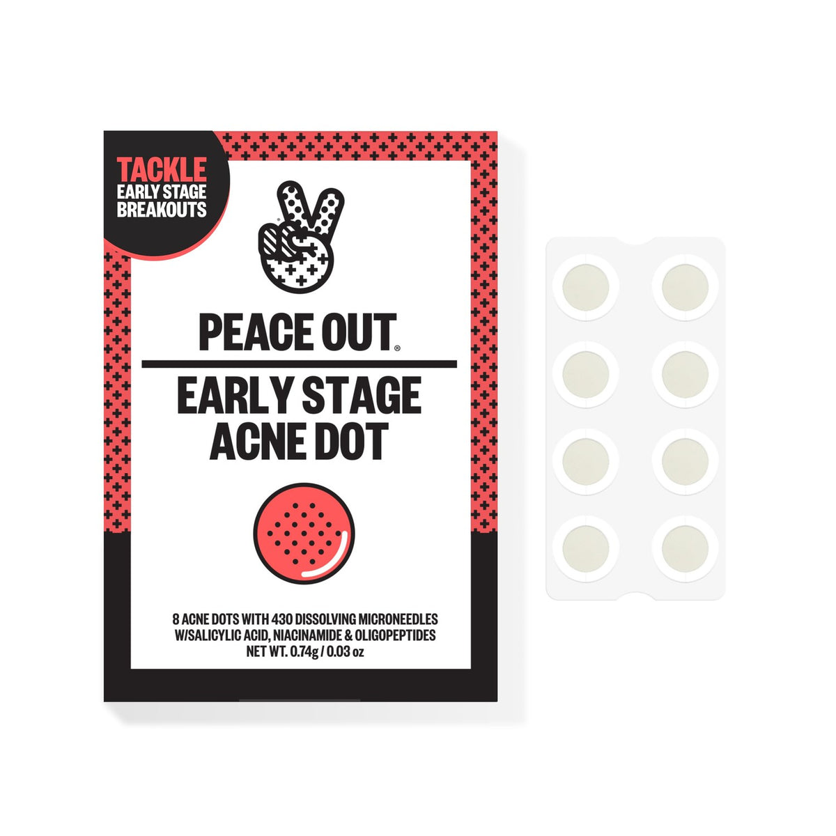 PEACE OUT Early Stage Acne Microneedling Hydrocolloid Dots (8 Count)