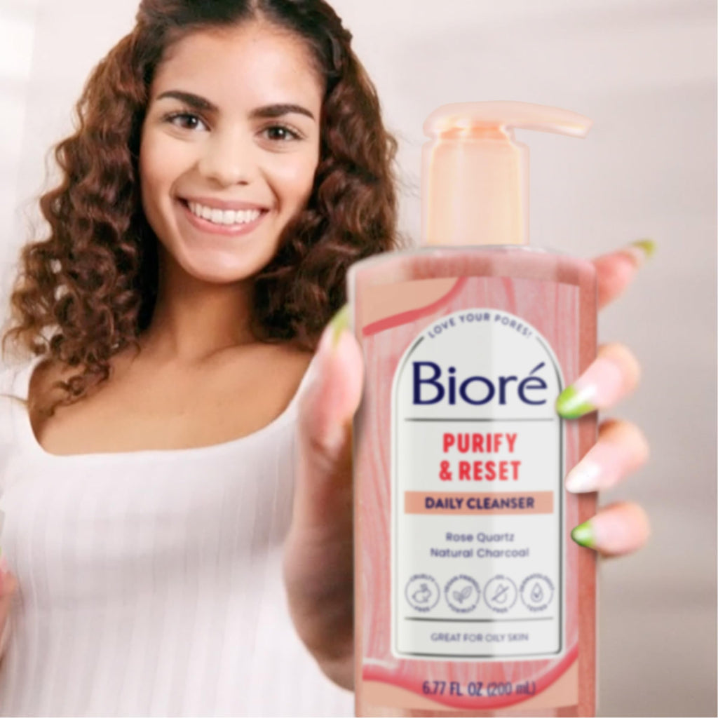 Buy now BiorÃ© Rose Quartz + Charcoal Daily Purifying Cleanser, Oil Free Facial Cleanser Energizes Skin, Dermatologist Tested and Cruelty Free, 6.77 oz at indiglob india